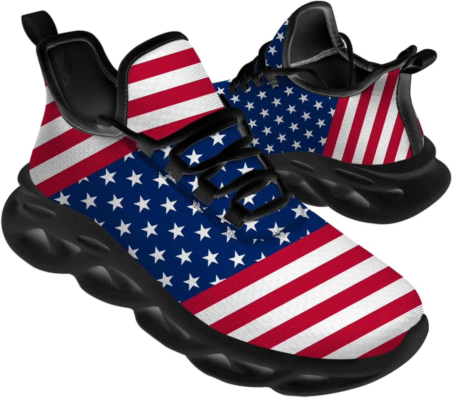 Ciadoon American Flag Shoes for Men Women Running Shoes Sport Walking Tennis Sneakers Athletic Shoes Gifts for Boy Girl