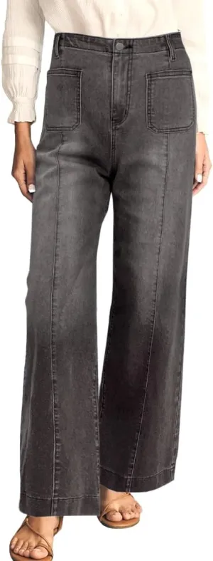 Cicy Bell Womens Wide Leg Flare Jeans Casual Baggy High Waisted Stretchy Trendy Front Seam Denim Pants