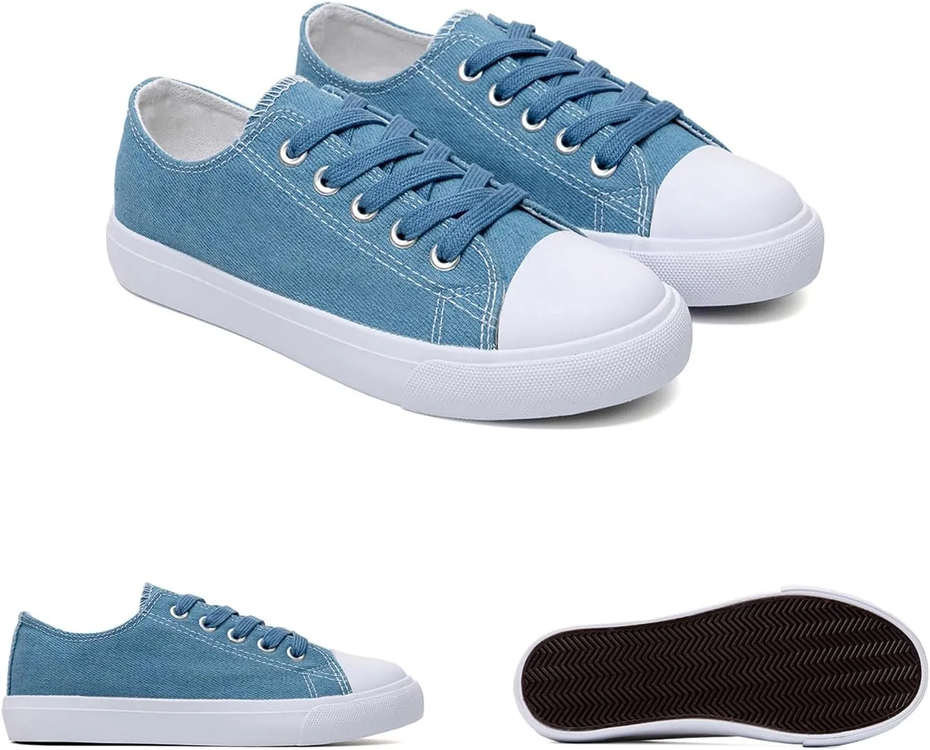 Classic Unisex Low-Top Canvas Sneakers – Boys Girls and Toddler Casual Lace-Up Shoes with Rubber Sole, Includes Extra White Shoelaces