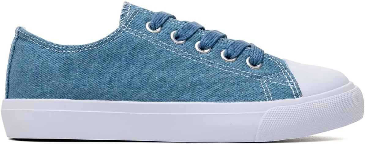 Classic Unisex Low-Top Canvas Sneakers – Boys Girls and Toddler Casual Lace-Up Shoes with Rubber Sole, Includes Extra White Shoelaces