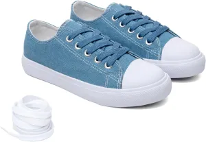 Classic Unisex Low-Top Canvas Sneakers – Boys Girls and Toddler Casual Lace-Up Shoes with Rubber Sole, Includes Extra White Shoelaces