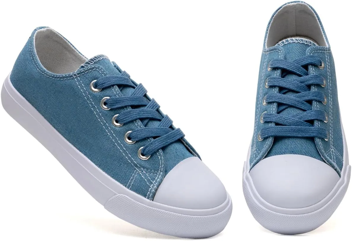 Classic Unisex Low-Top Canvas Sneakers – Boys Girls and Toddler Casual Lace-Up Shoes with Rubber Sole, Includes Extra White Shoelaces