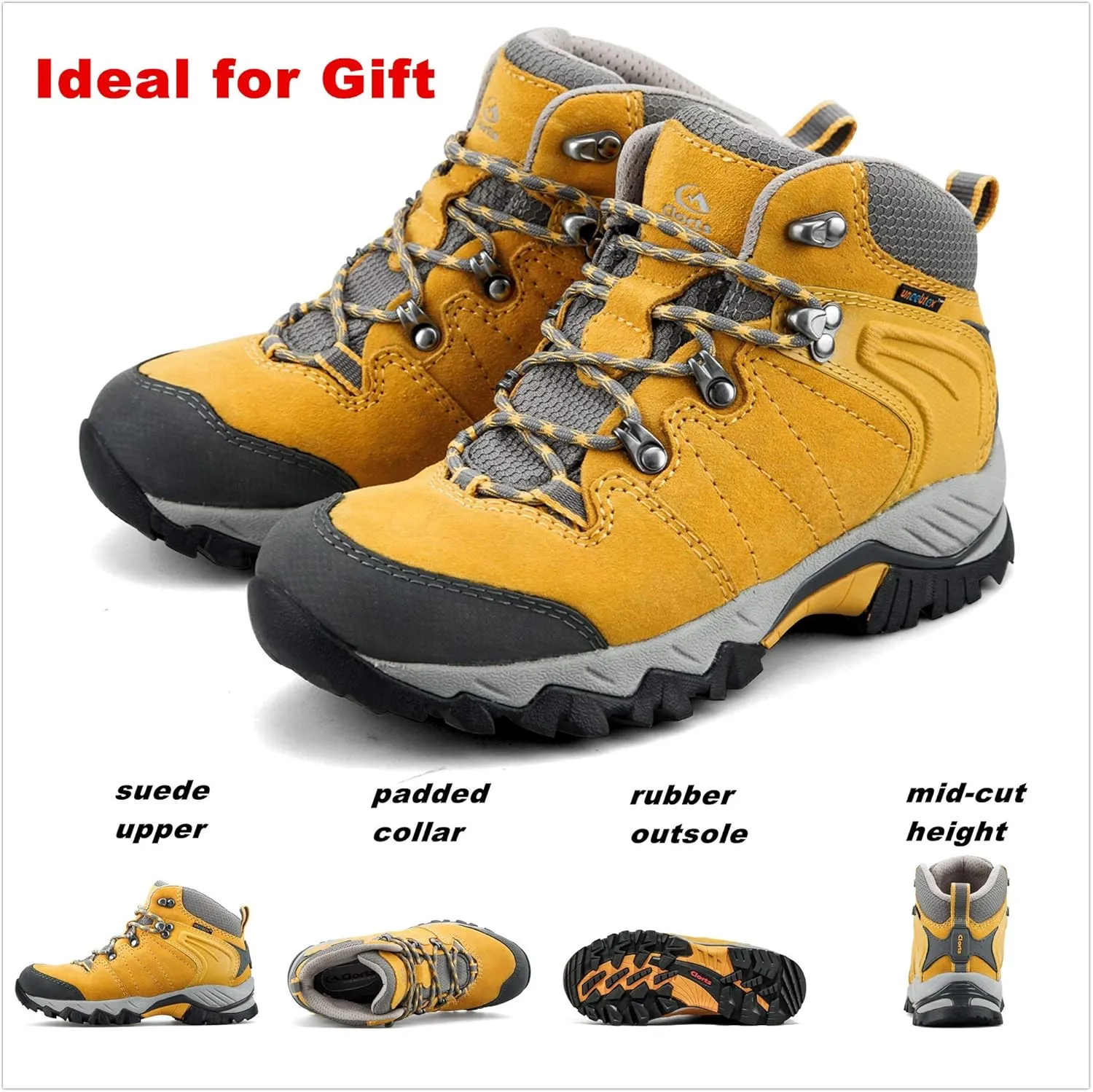 Clorts Women's Hiker Waterproof Lightweight Hiking Camping Boot Outdoor High-Traction Grip Backpacking Shoe