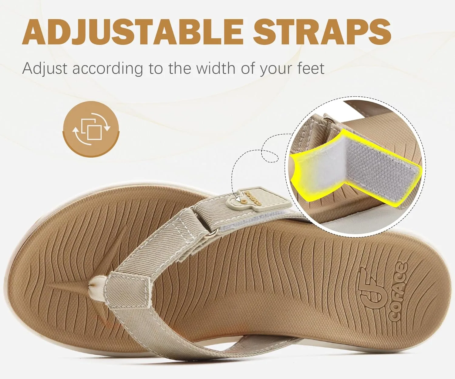 COFACE Flip Flops for Women with Arch Support Beach Thong Sandals for Woman Adjustable Fashion Orthopedic Sandal Outdoor