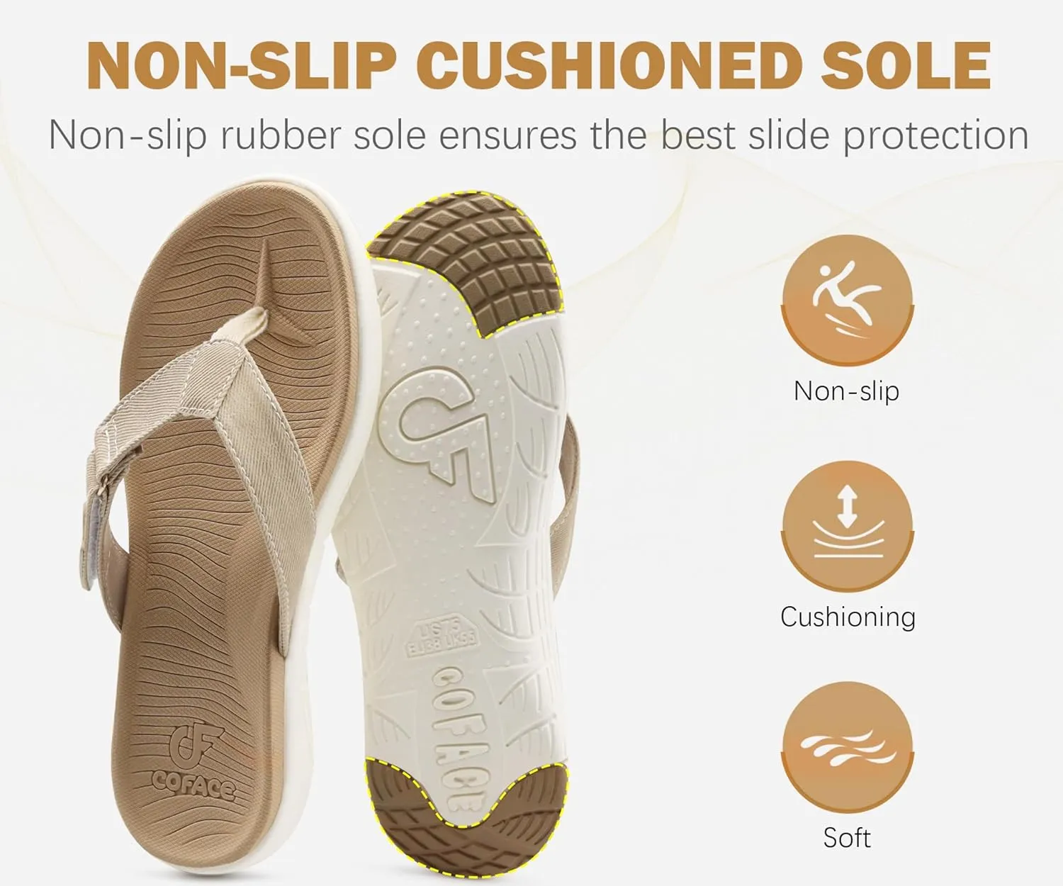 COFACE Flip Flops for Women with Arch Support Beach Thong Sandals for Woman Adjustable Fashion Orthopedic Sandal Outdoor