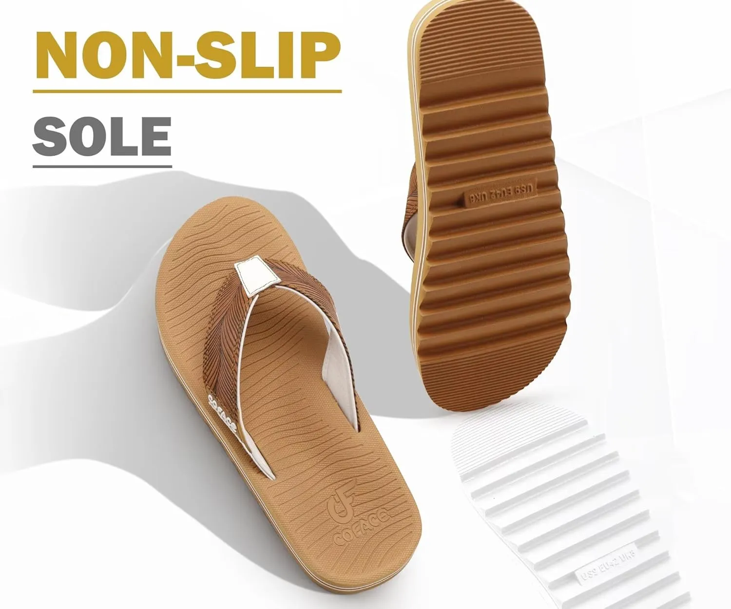 COFACE Mens Arch Support Flip Flops Yoga Mat Comfortable Thick Cushion Recovery Walking Thong Sandals Lightweight Slip On Summer Beach Slippers
