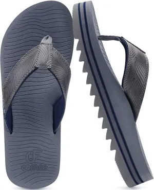 COFACE Mens Arch Support Flip Flops Yoga Mat Comfortable Thick Cushion Recovery Walking Thong Sandals Lightweight Slip On Summer Beach Slippers