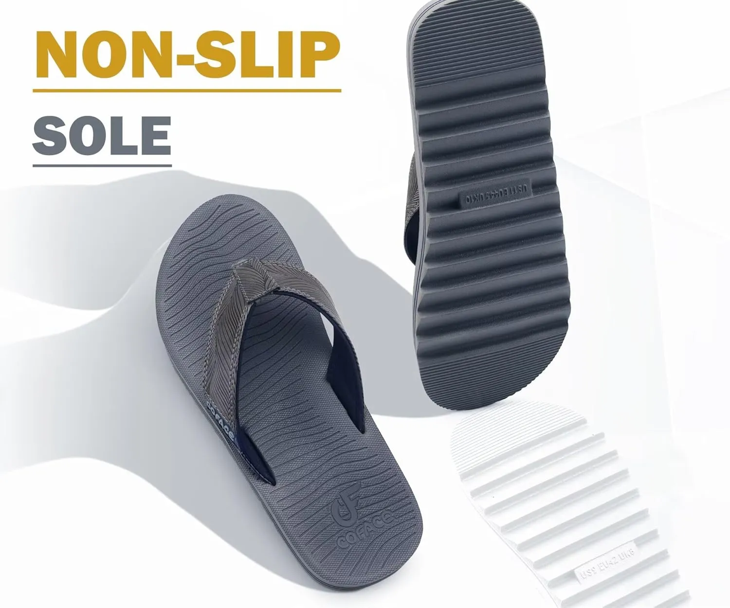 COFACE Mens Arch Support Flip Flops Yoga Mat Comfortable Thick Cushion Recovery Walking Thong Sandals Lightweight Slip On Summer Beach Slippers