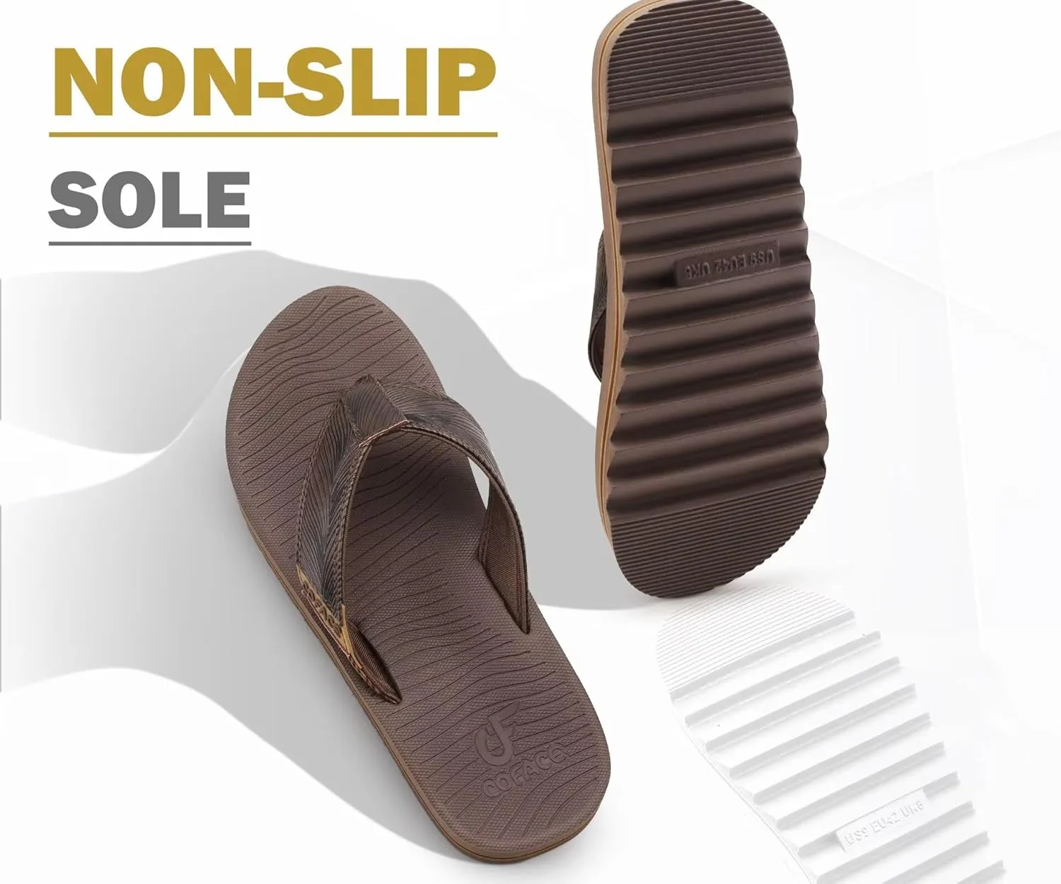 COFACE Mens Arch Support Flip Flops Yoga Mat Comfortable Thick Cushion Recovery Walking Thong Sandals Lightweight Slip On Summer Beach Slippers