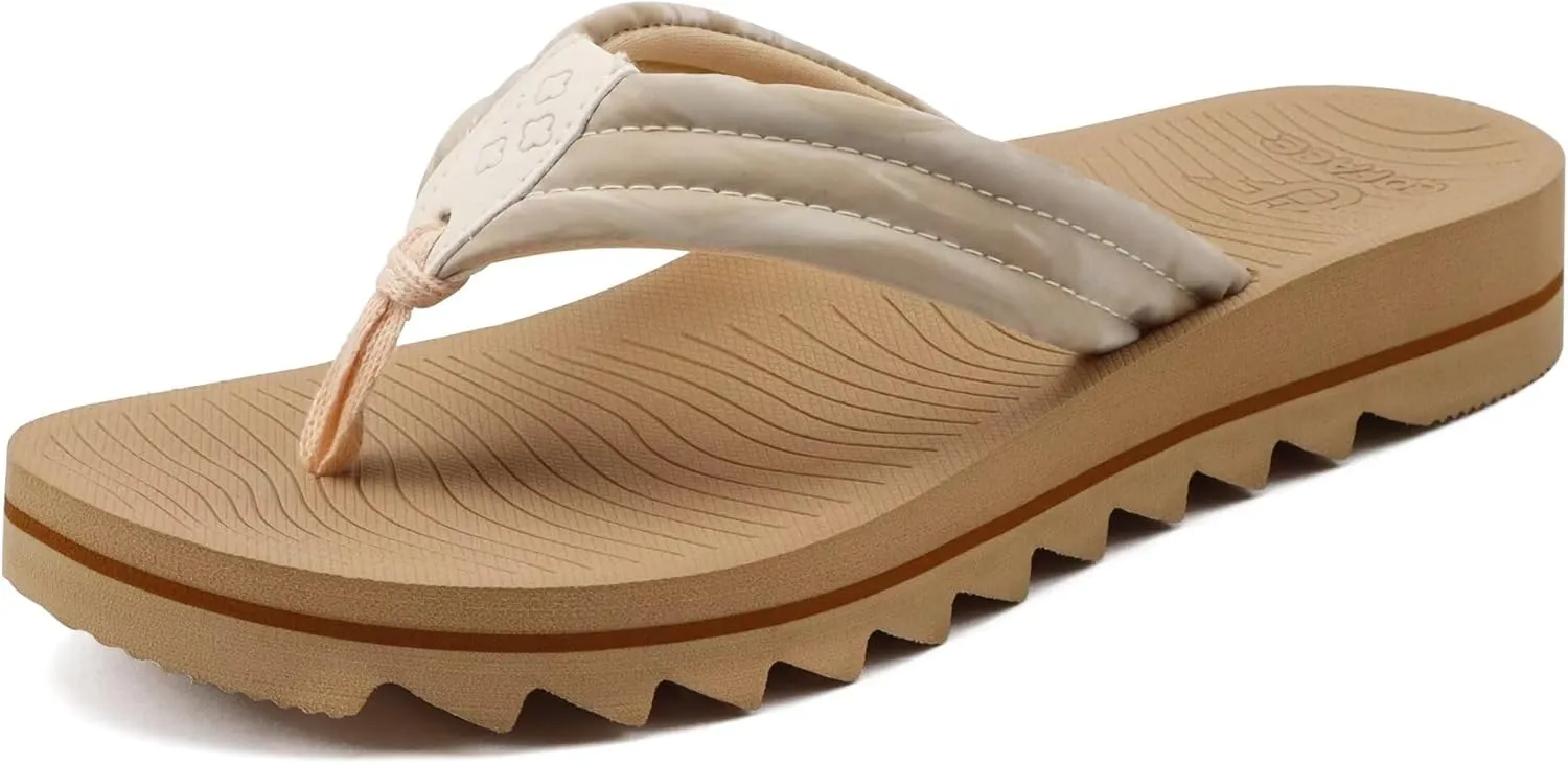 COFACE Womens Arch Support Flip Flops Yoga Mat Comfortable Thick Cushion Walking Thong Sandals Lightweight Slip On Summer Beach Slippers