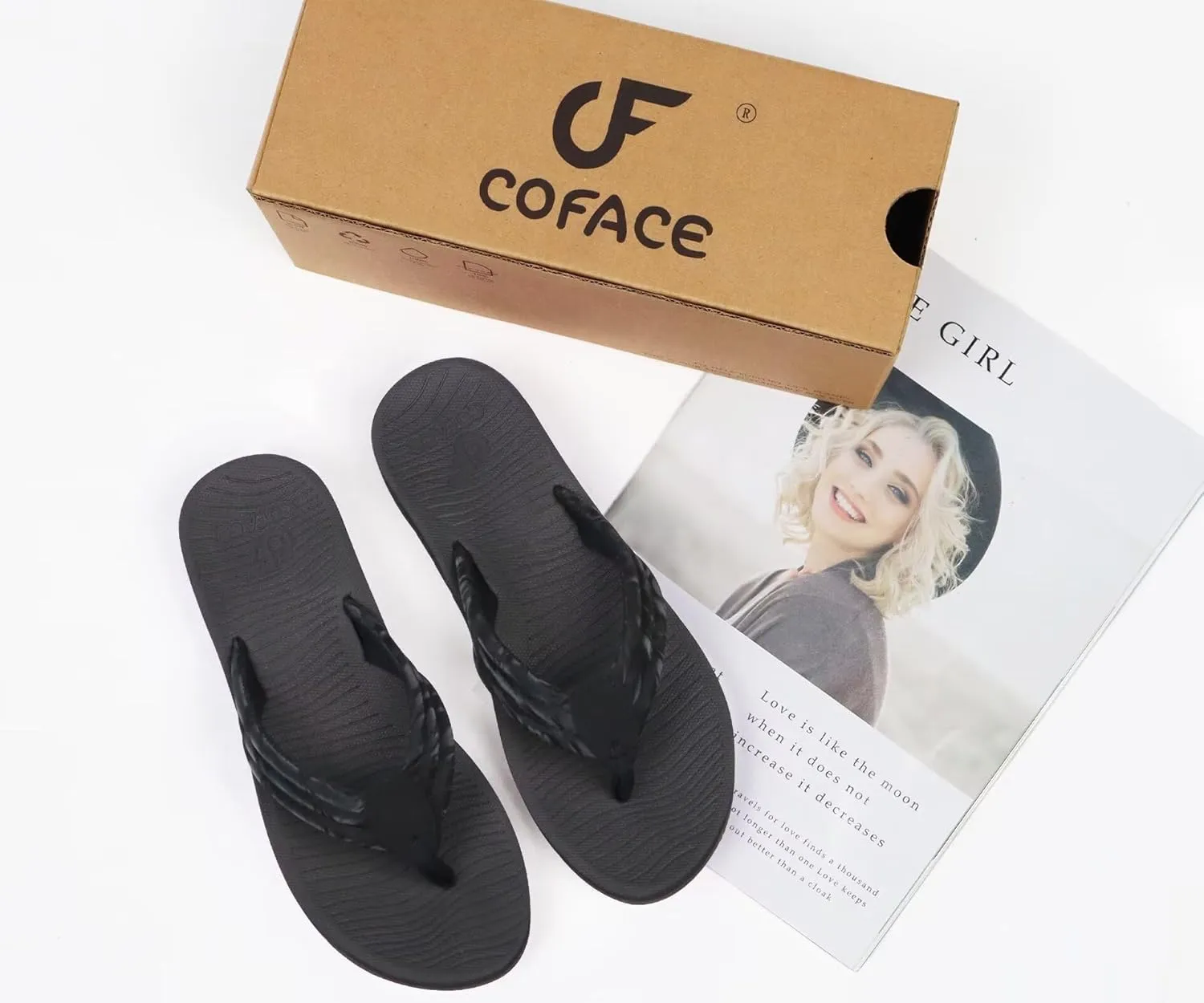 COFACE Womens Arch Support Flip Flops Yoga Mat Comfortable Thick Cushion Walking Thong Sandals Lightweight Slip On Summer Beach Slippers