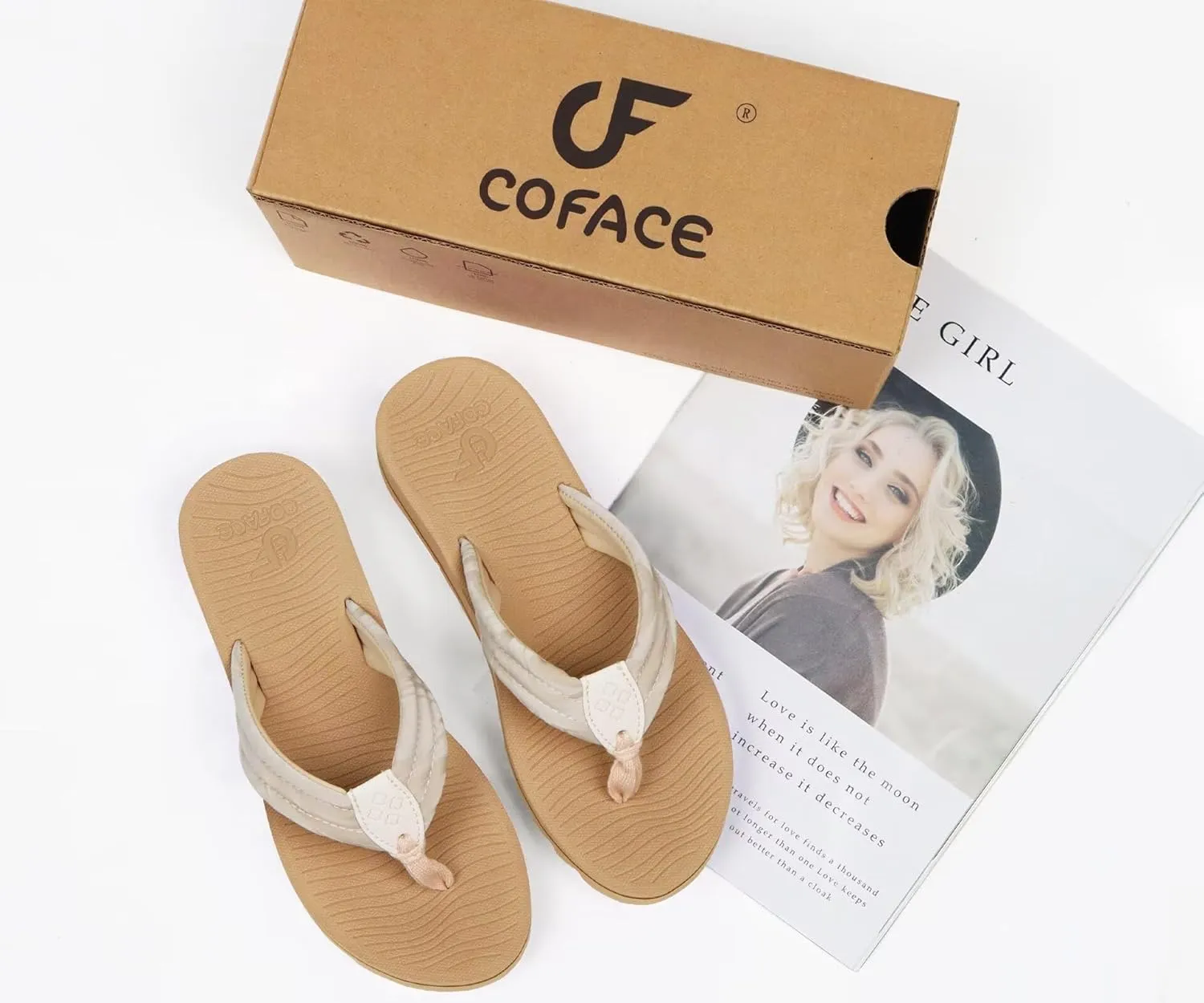 COFACE Womens Arch Support Flip Flops Yoga Mat Comfortable Thick Cushion Walking Thong Sandals Lightweight Slip On Summer Beach Slippers