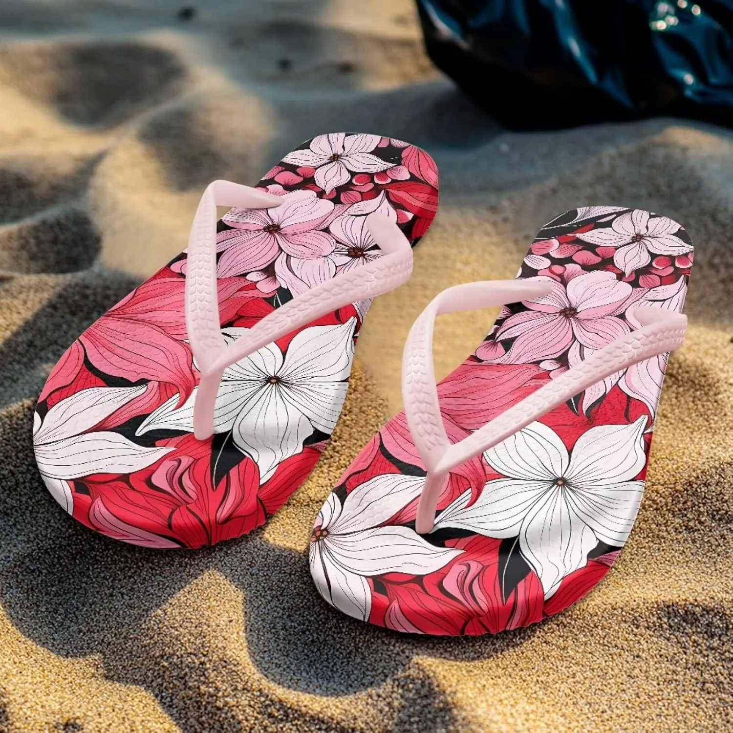 Coloranimal Flip Flops for Women Summer Beach Sandals Flower Flip Flops Thong Sandals Non Slip Women's Flip Flops Bathroom Slippers Y Sandals