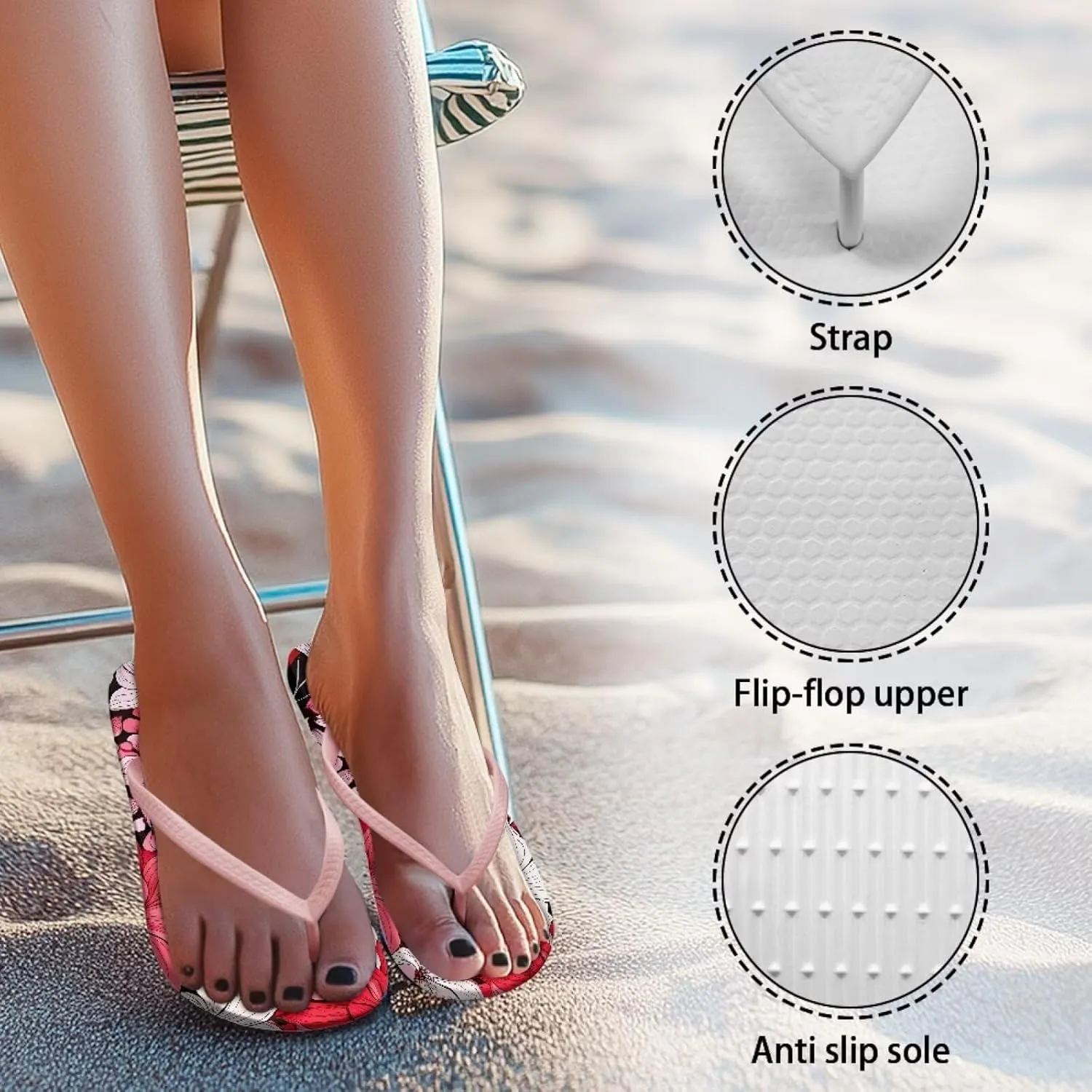 Coloranimal Flip Flops for Women Summer Beach Sandals Flower Flip Flops Thong Sandals Non Slip Women's Flip Flops Bathroom Slippers Y Sandals