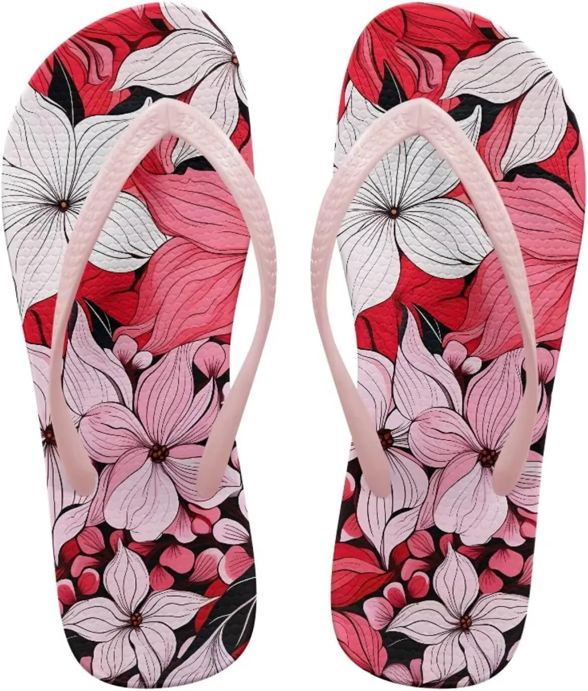 Coloranimal Flip Flops for Women Summer Beach Sandals Flower Flip Flops Thong Sandals Non Slip Women's Flip Flops Bathroom Slippers Y Sandals
