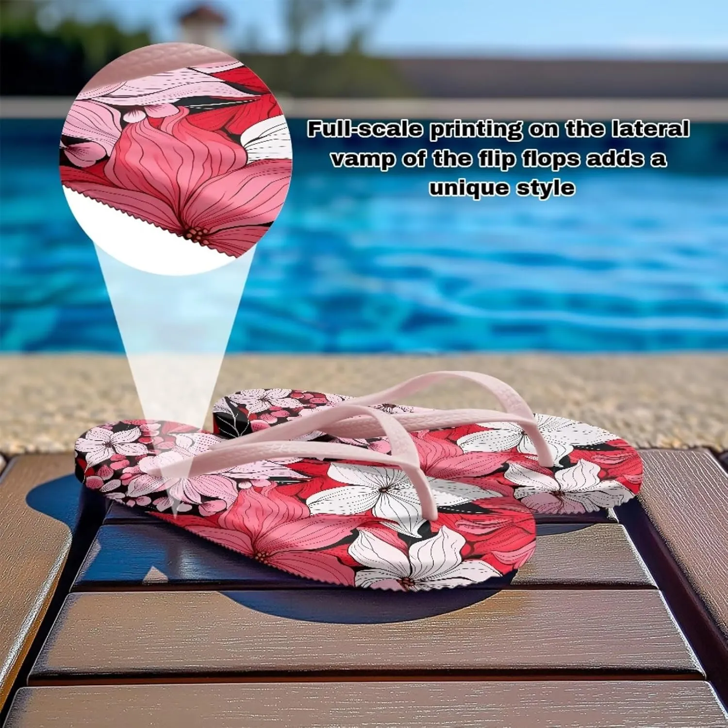 Coloranimal Flip Flops for Women Summer Beach Sandals Flower Flip Flops Thong Sandals Non Slip Women's Flip Flops Bathroom Slippers Y Sandals