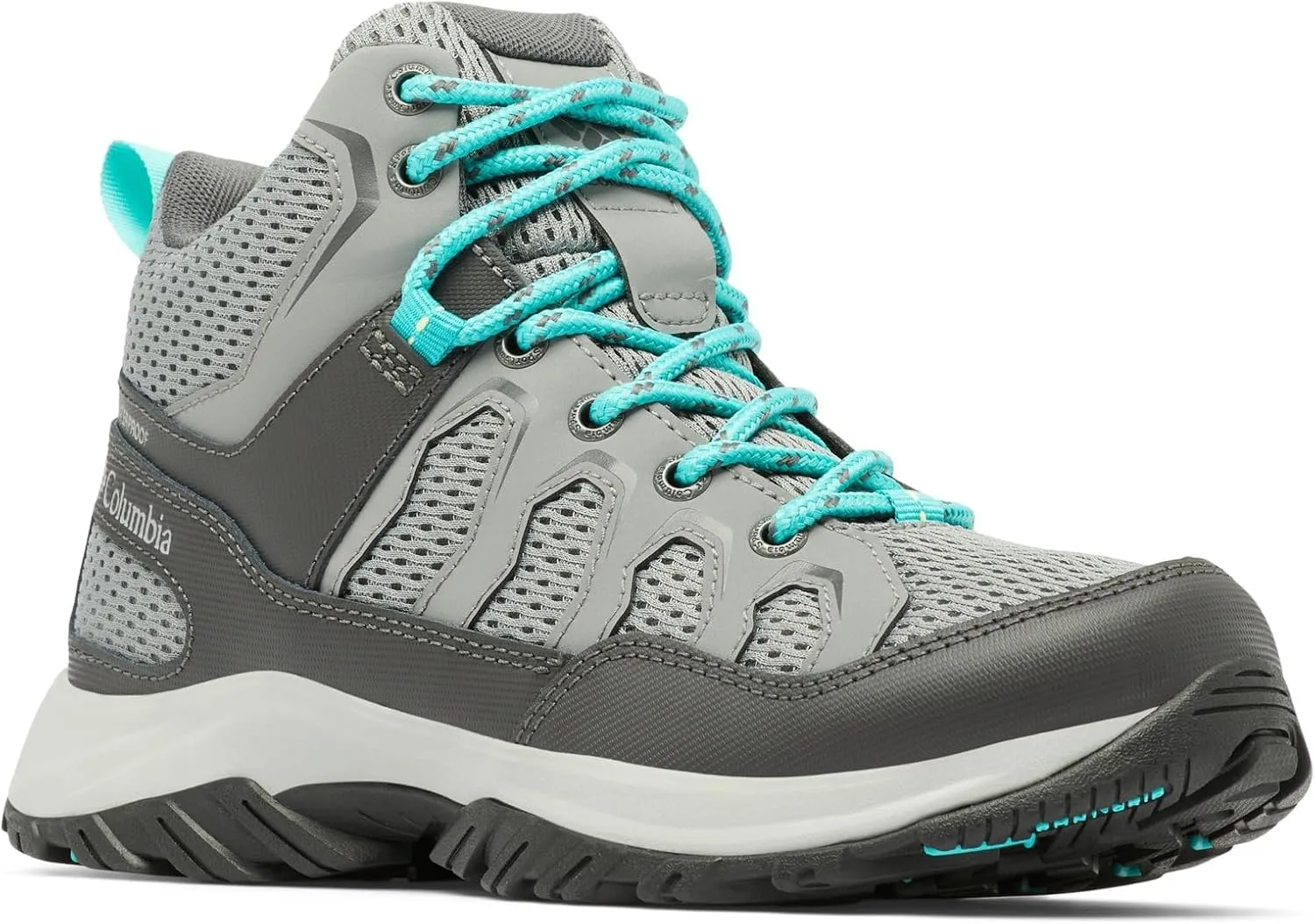 Columbia Womens Granite Trail Mid Waterproof, Titanium Grey Steel/Bright Aqua, 7 Wide