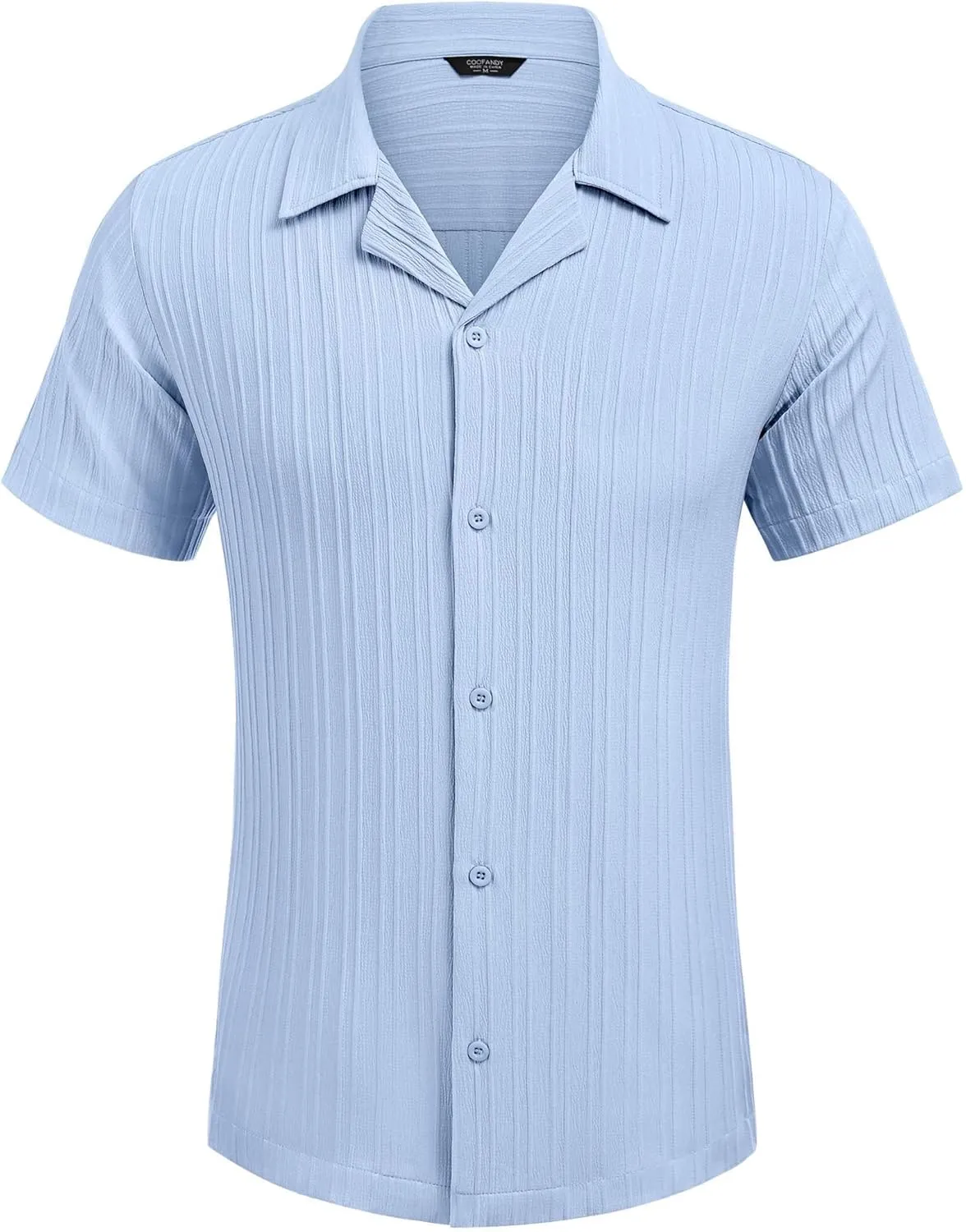 COOFANDY Men's Casual Shirts Short Sleeve Button Down Shirts Fashion Textured Summer Beach Shirt