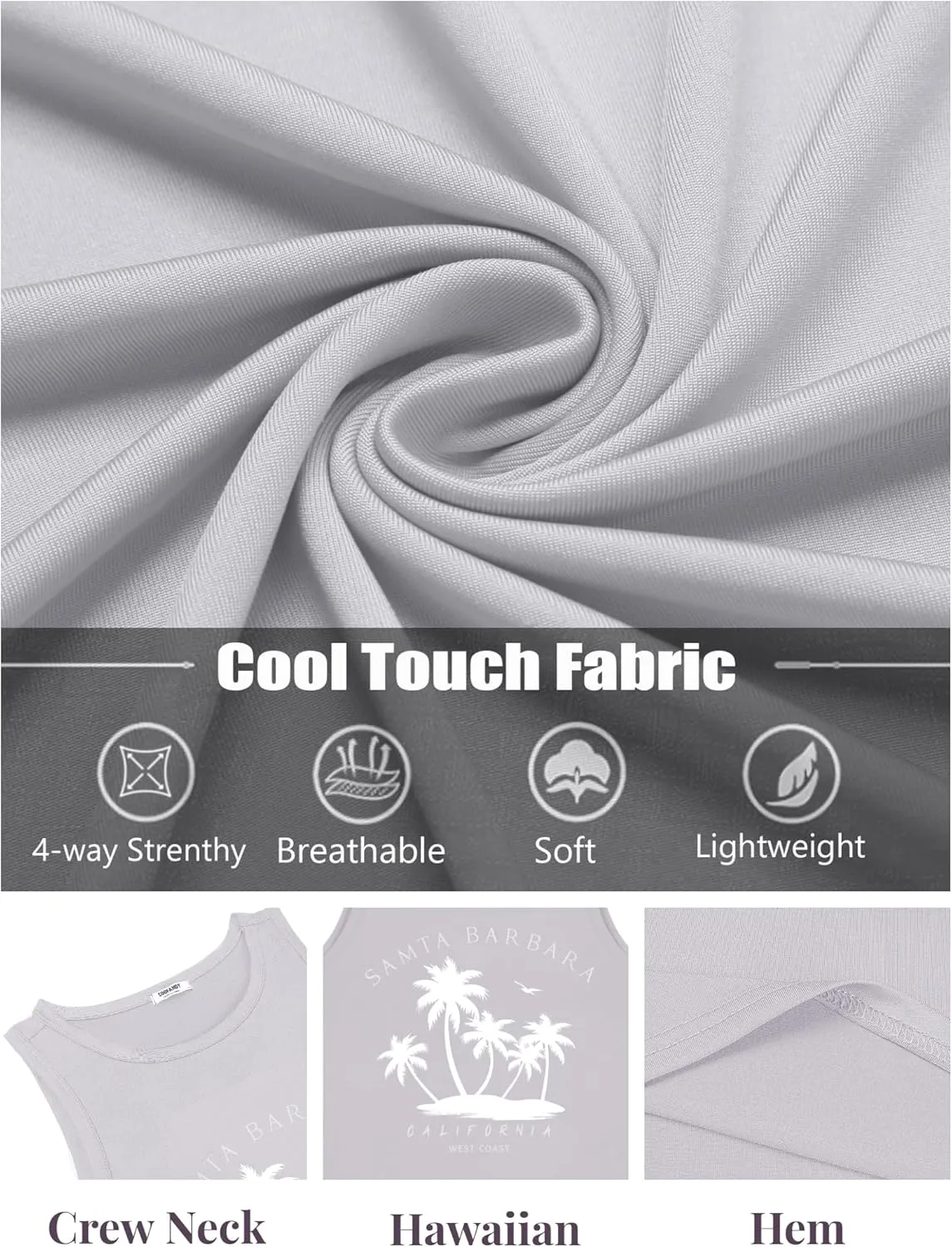 COOFANDY Mens Tank Tops Beach Summer Sleeveless Graphic T Shirts Palm Tree Vacation Quick Dry Muscle Tank