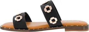 Corkys Footwear Low Tide Double Strap Sandal - Featuring Two Metal-Accented Straps, A Cushioned Insole, Studded Outsole, Easy and Convenient Slip-On design