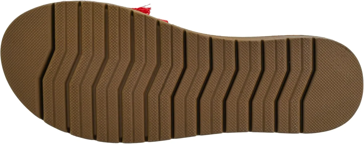 Corkys Footwear Spray Tan Sandal - Comfortable And Cushioned Insoles, Wide Strap with Bow, Frayed Edges On Upper, Open Toe, Easy And Convenient Slip-On Design