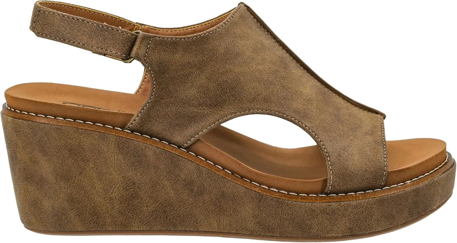 Corkys Footwear Womens Carley Wedges, Featuring Corkys EVA Foam Cushioned Insoles, A 2.5 Inch Heel, Lightweight For All Day Wear, And Hook And Loop Closure