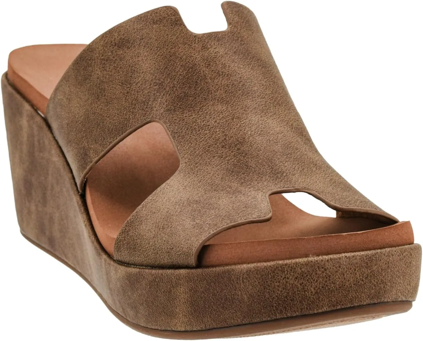 Corkys Footwear Women's Pucker Up EVA Foam Platform Slip On 2.50 Inch Wedge Light Weight Cushioned Memory Foam Insole Peep Toe Casual Dressy Trendy Sandals for Women