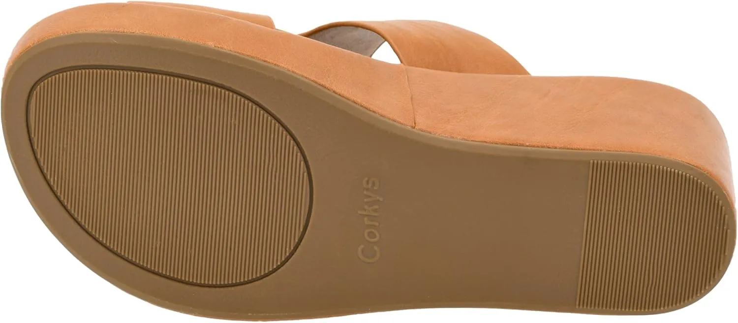 Corkys Footwear Women's Pucker Up EVA Foam Platform Slip On 2.50 Inch Wedge Light Weight Cushioned Memory Foam Insole Peep Toe Casual Dressy Trendy Sandals for Women