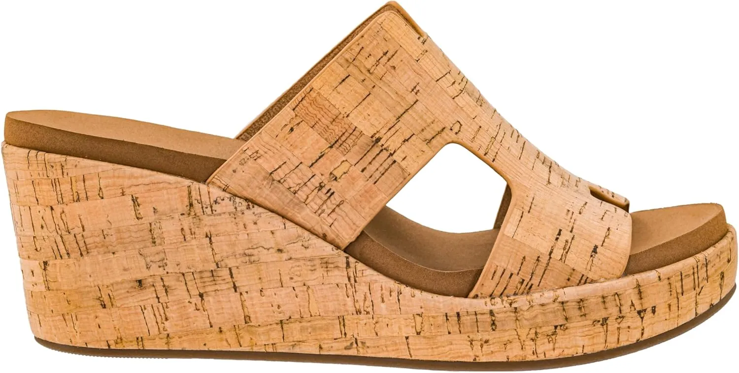 Corkys Footwear Women's Pucker Up EVA Foam Platform Slip On 2.50 Inch Wedge Light Weight Cushioned Memory Foam Insole Peep Toe Casual Dressy Trendy Sandals for Women