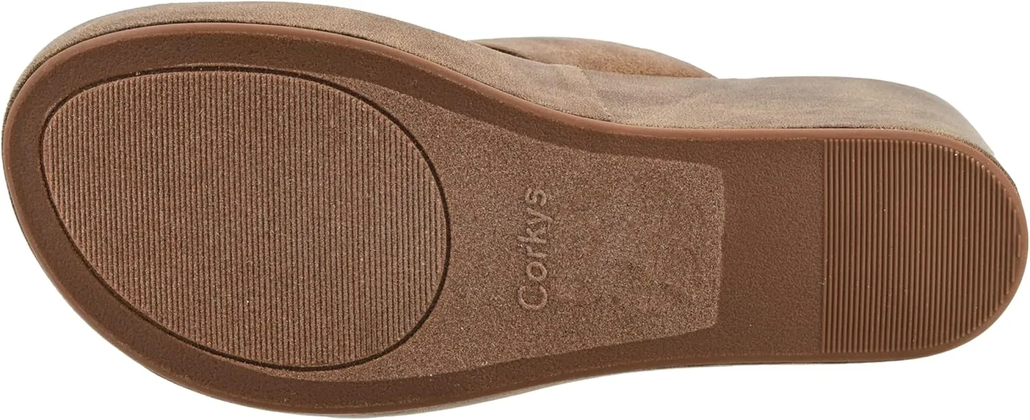 Corkys Footwear Women's Pucker Up EVA Foam Platform Slip On 2.50 Inch Wedge Light Weight Cushioned Memory Foam Insole Peep Toe Casual Dressy Trendy Sandals for Women