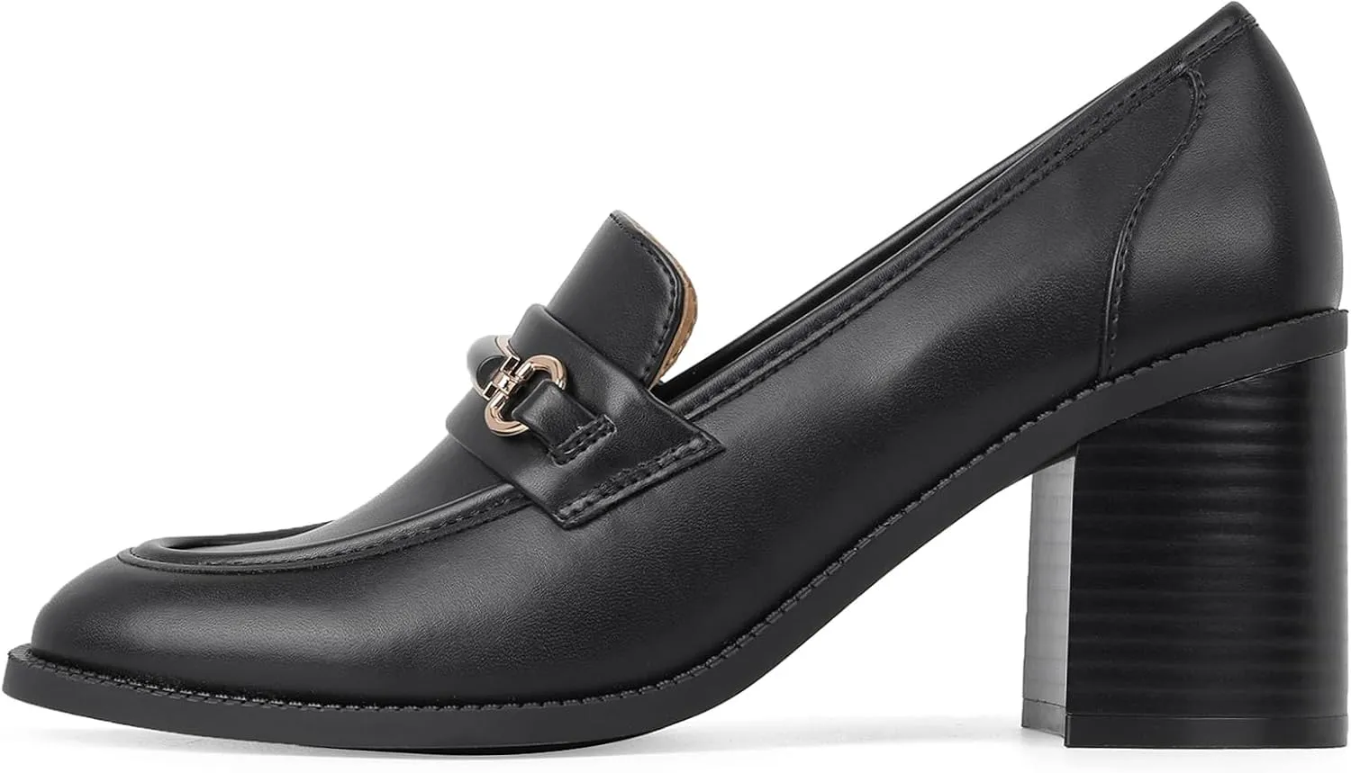 CosyFever Women's Loafer Pumps 3 Inch Block Chunky Heel Slip On Trendy Office Work Business Shoes for Dressy Casual Formal
