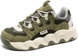 Couple Daddy Shoes Breathable of All Matching Thick Sole Single Shoes Trend Casual Shoes (Army Green, Big Kid, Men, 10, Numeric, US Footwear Size System, Medium)