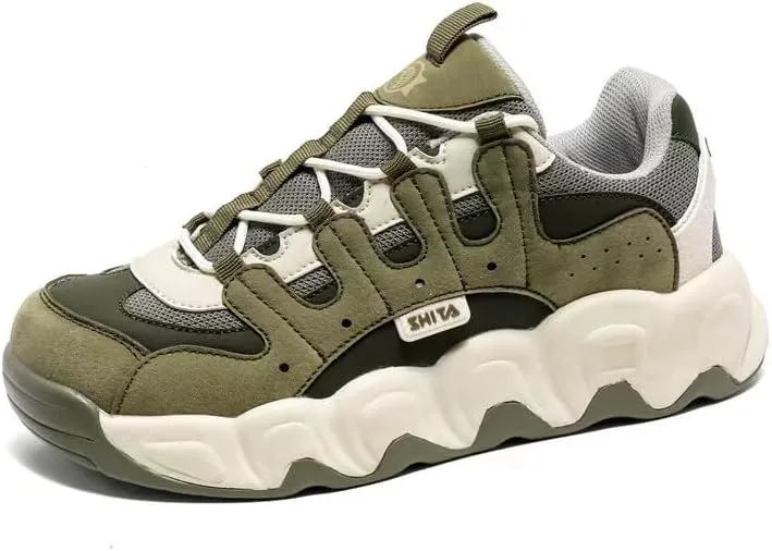 Couple Daddy Shoes Breathable of All Matching Thick Sole Single Shoes Trend Casual Shoes (Army Green, Big Kid, Men, 10, Numeric, US Footwear Size System, Medium)