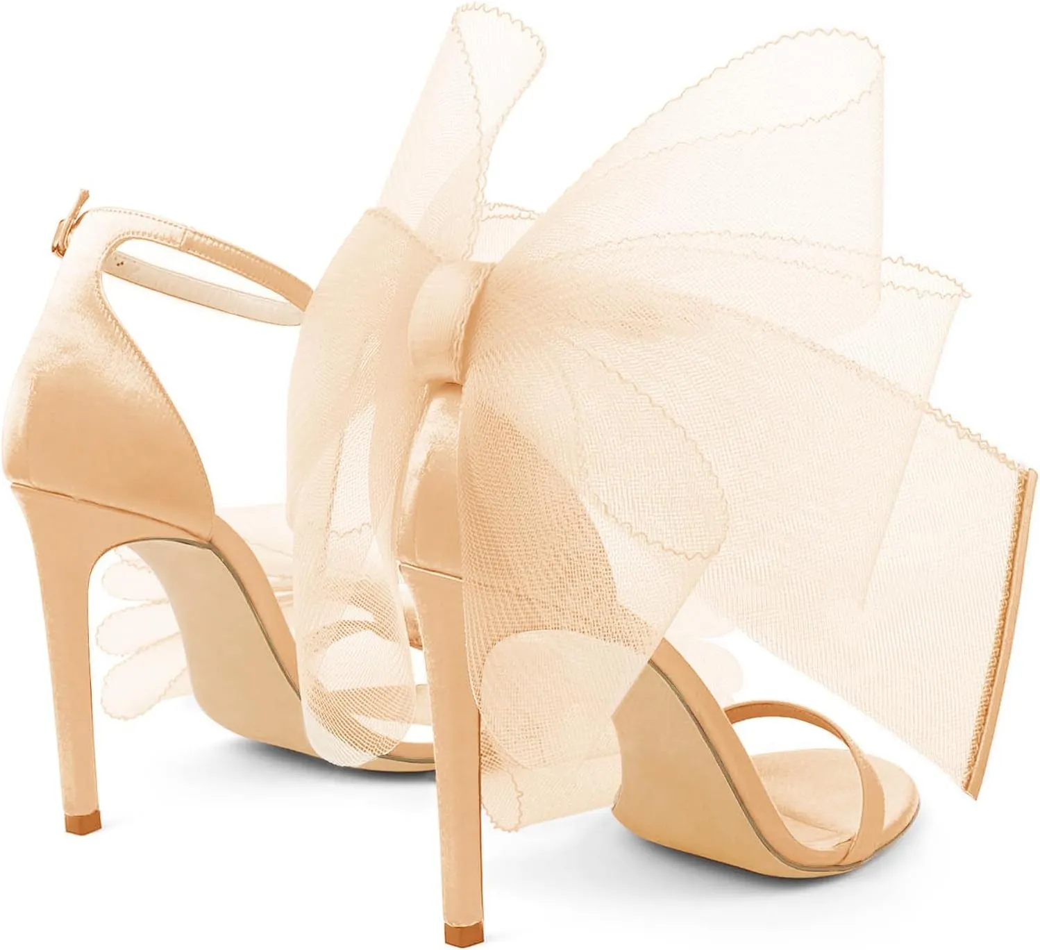 Coutgo Women's Bow Heels Open Toe Stiletto Heels One Strap Party Summer High Heeled Sandals Asymmetric Non-Removable Bow Knot