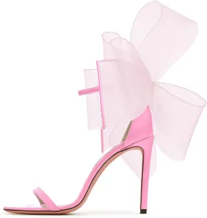 Coutgo Women's Bow Heels Open Toe Stiletto Heels One Strap Party Summer High Heeled Sandals Asymmetric Non-Removable Bow Knot