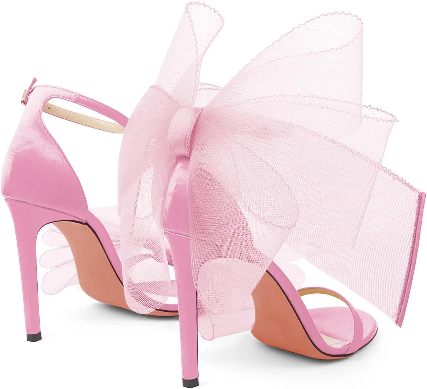 Coutgo Women's Bow Heels Open Toe Stiletto Heels One Strap Party Summer High Heeled Sandals Asymmetric Non-Removable Bow Knot