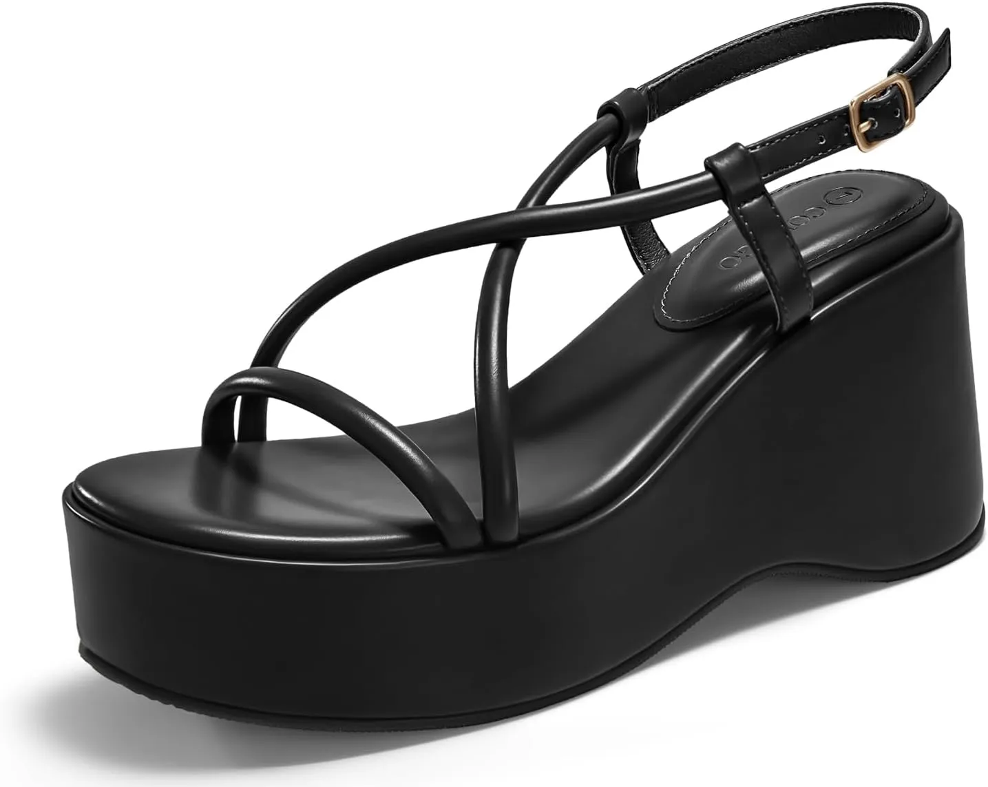 Coutgo Womens Platform Wedge Heels Sandals Slingback Open Toe Ankle Strap Summer Dress Shoes