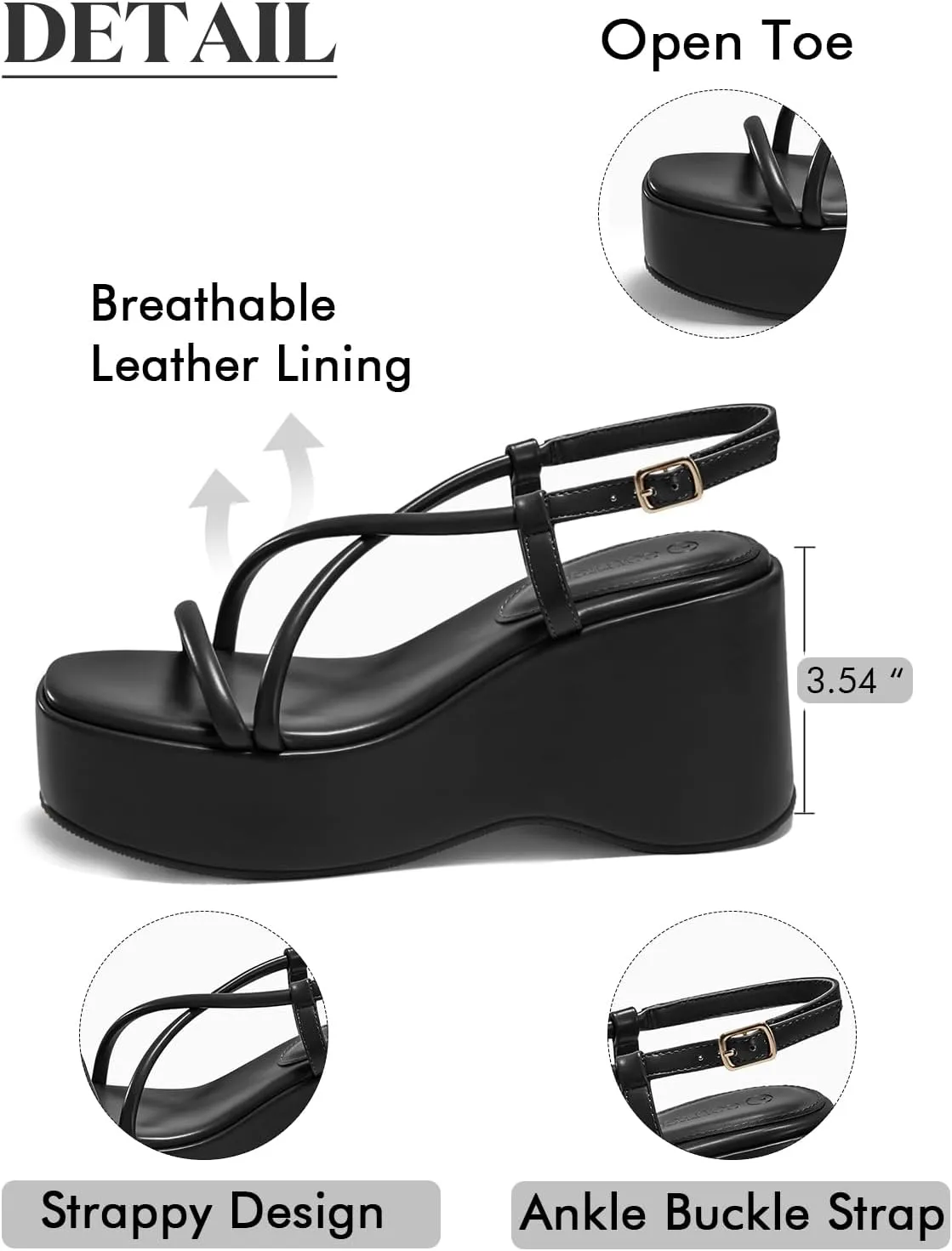 Coutgo Womens Platform Wedge Heels Sandals Slingback Open Toe Ankle Strap Summer Dress Shoes