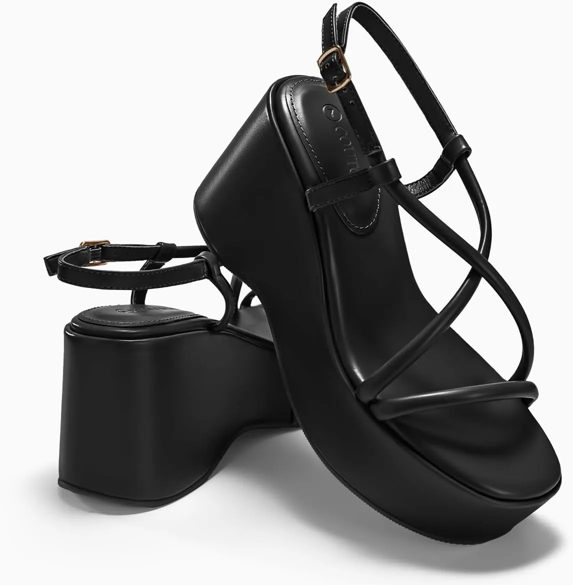 Coutgo Womens Platform Wedge Heels Sandals Slingback Open Toe Ankle Strap Summer Dress Shoes