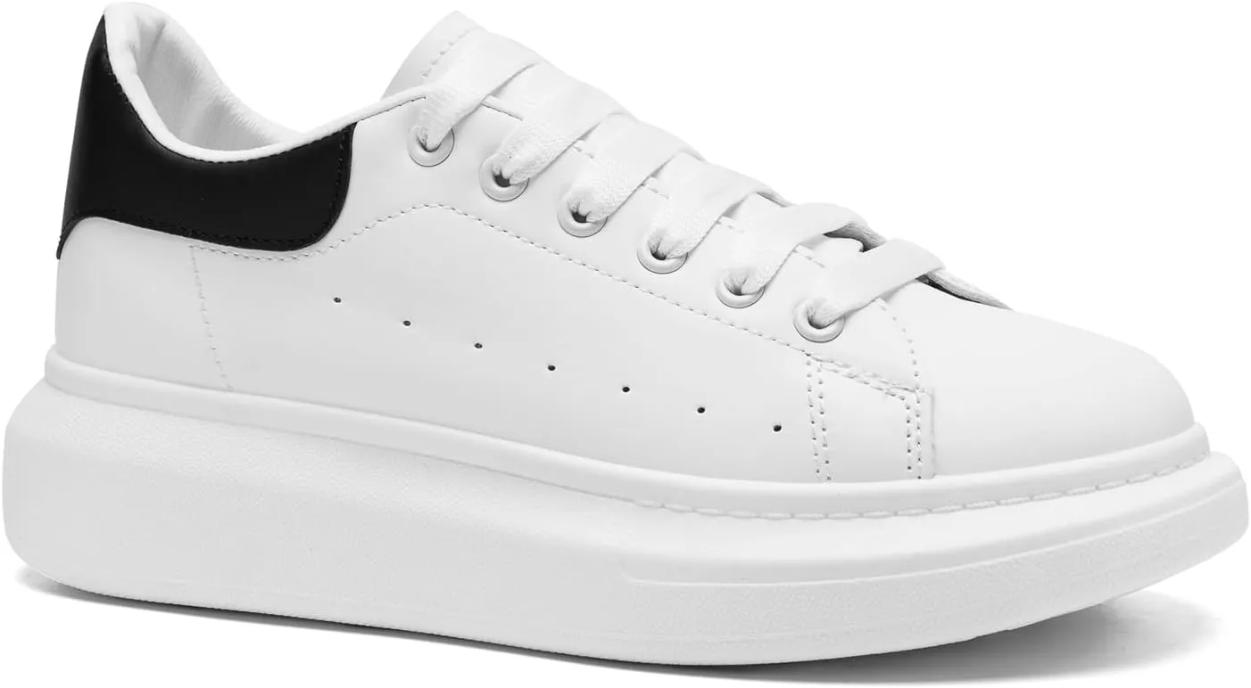 COVS Platform White Sneakers for Women, Women's Fashion Sneakers, Leather Sneakers for Women Unisex Height Increase Shoes