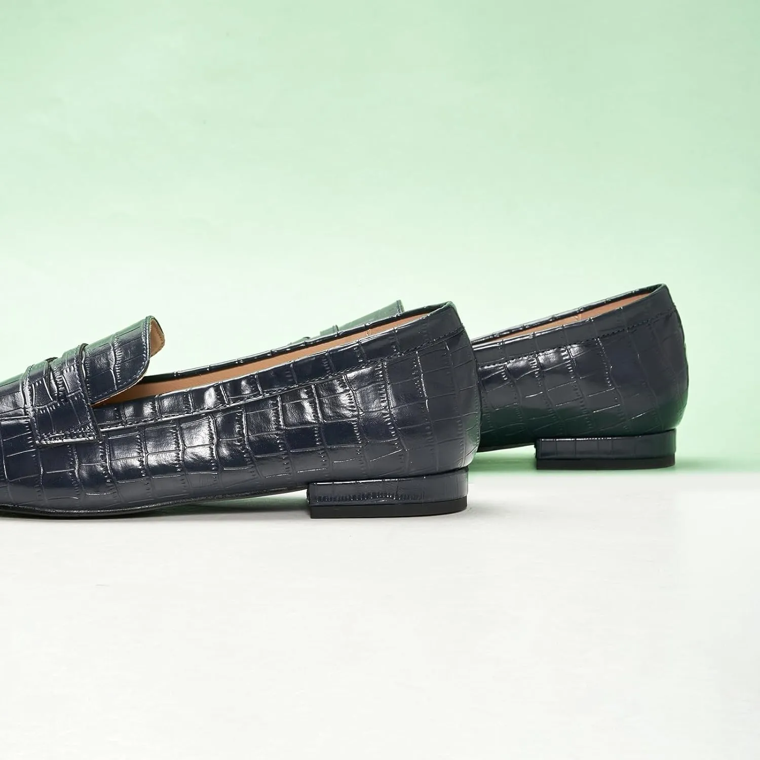 C.Paravano Penny Loafers for Women Formal Dress Square Toe Flats Slip on Loafer Shoes Comfort Loafer for Business Casual Wear