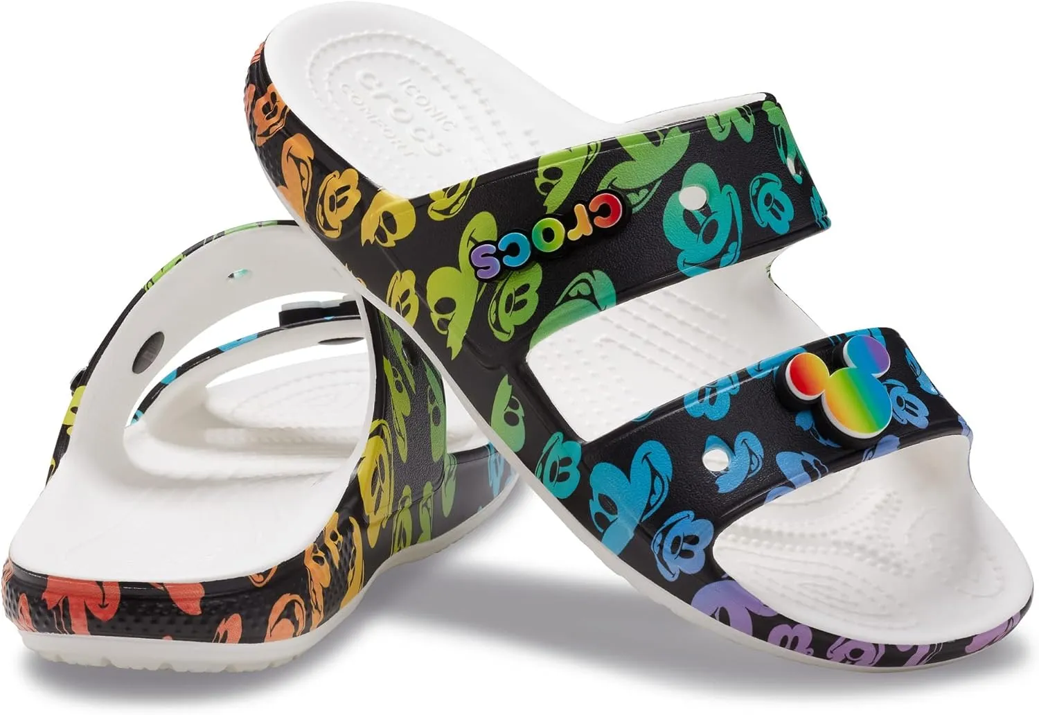 Crocs Unisex-Adult Classic Disney Rainbow Celebration Sandal Slide