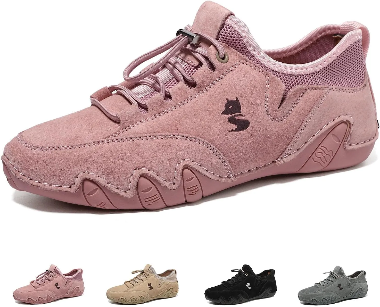 Cubicbee Women's Italian Handmade Suede Low Boots Outdoor Trail Shoes for Hiking & Walking Breathable Mesh Non-Slip Lightweight Casual Sneakers Quick Laces Outdoors Sneakers