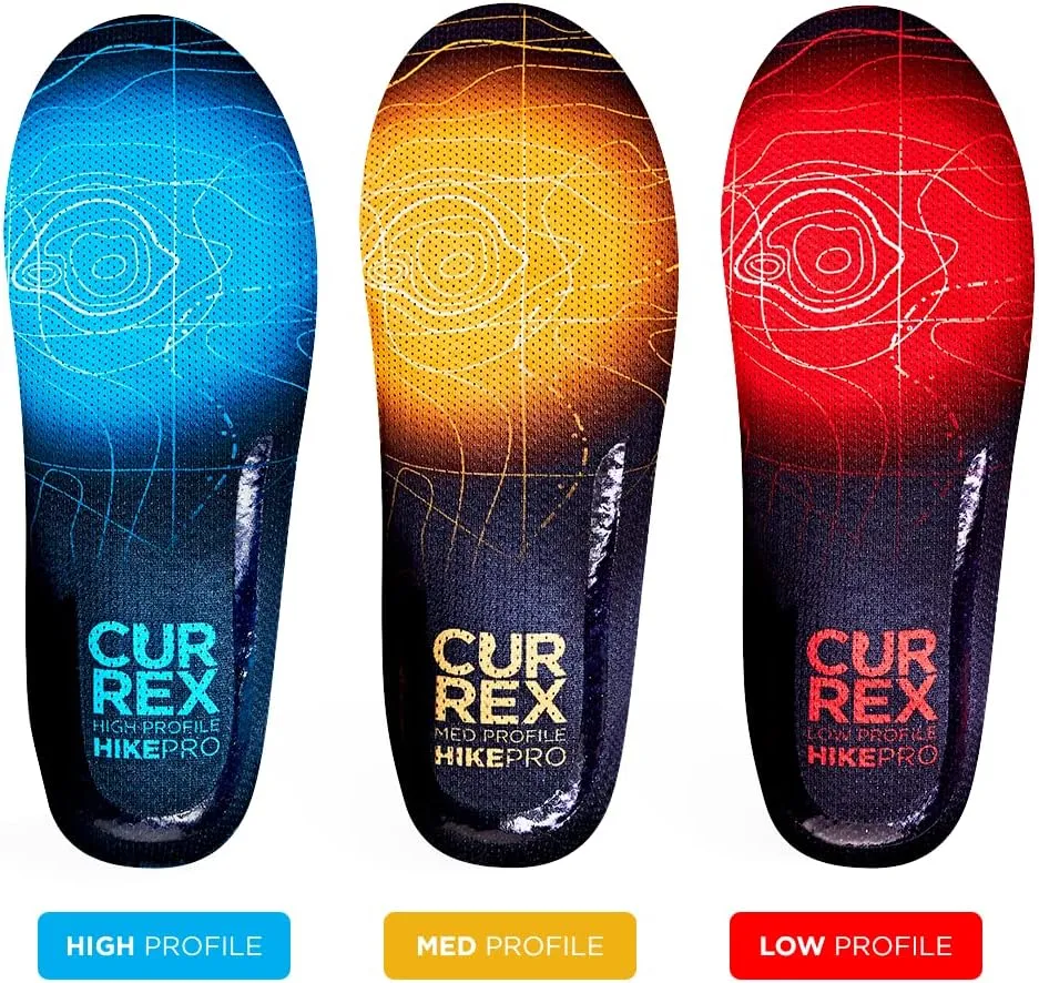 CURREX HikePro Insoles for Hiking Boots & Shoes – Shock Absorbing Inserts to Help Reduce Fatigue and Increase Performance – Anti-Slip Heel Surface for Stability – for Men & Women – High Arch, 2X