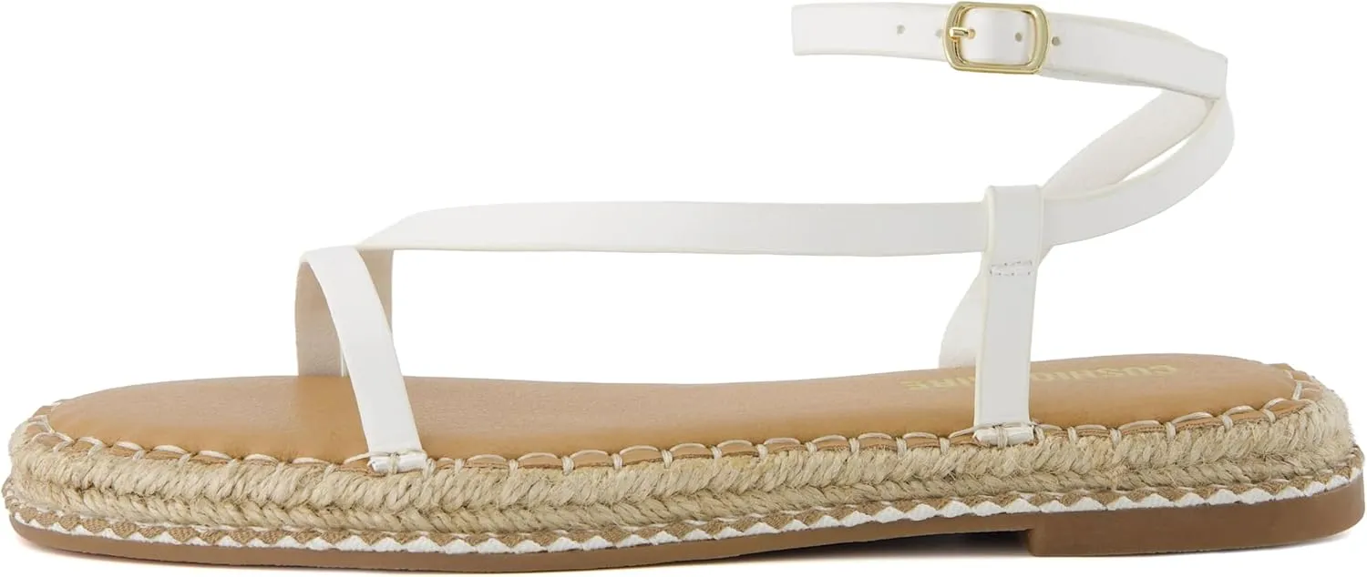 CUSHIONAIRE Bombay Women’s Espadrille Ankle-Strap Sandals with Jute-Wrapped Platform & Memory Foam Footbed