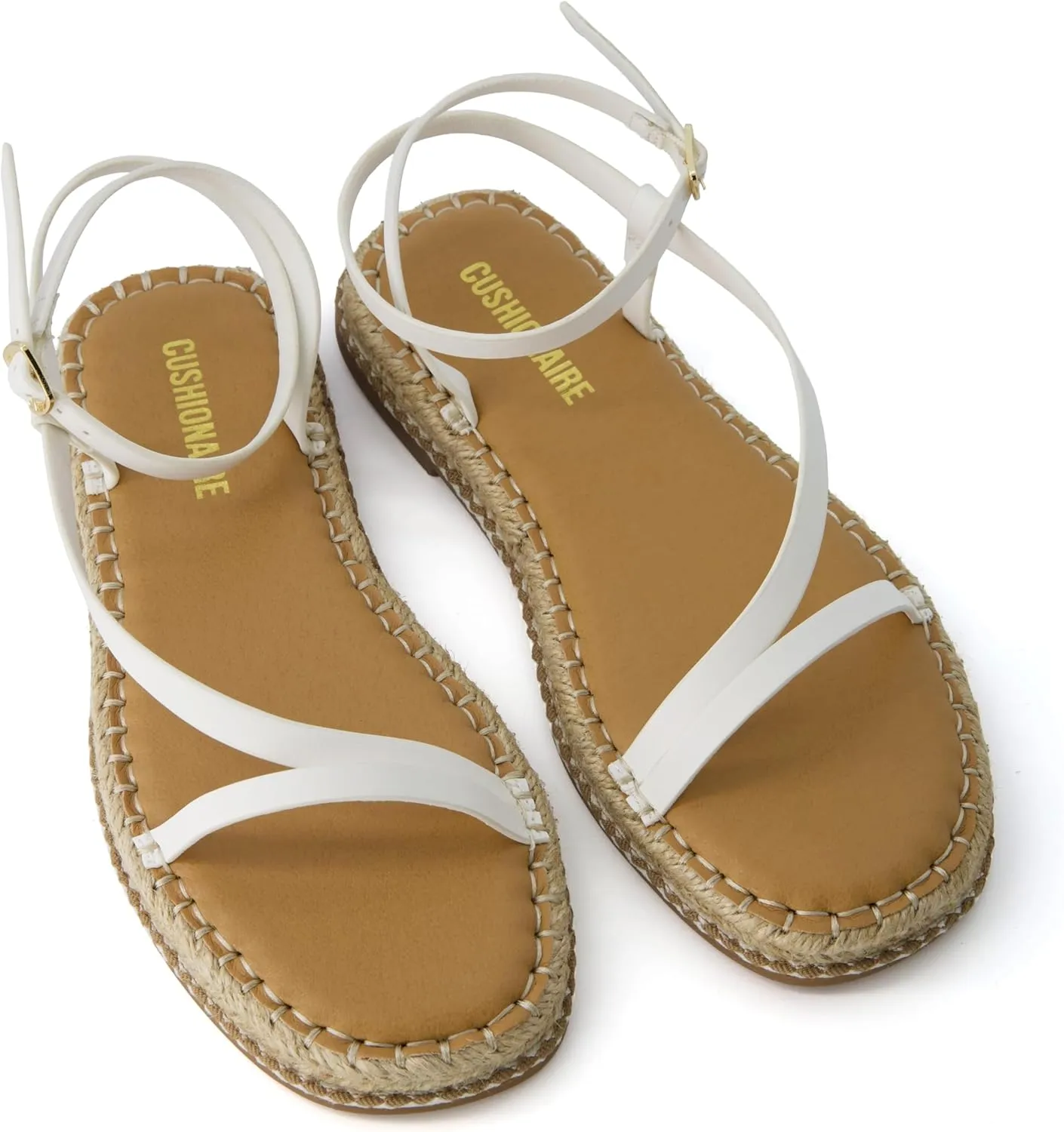 CUSHIONAIRE Bombay Women’s Espadrille Ankle-Strap Sandals with Jute-Wrapped Platform & Memory Foam Footbed