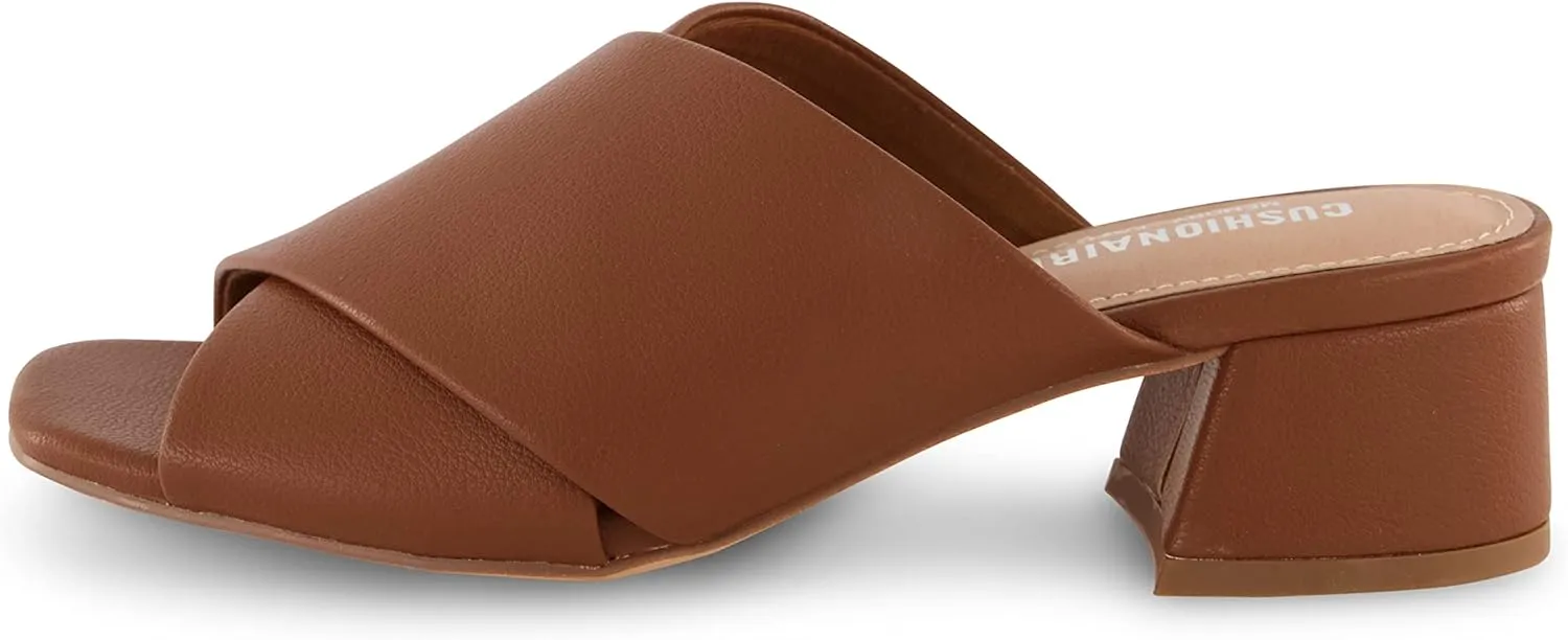 CUSHIONAIRE Garland cross band block heel sandal  Memory Foam, Wide Widths Available