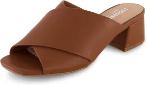CUSHIONAIRE Garland cross band block heel sandal  Memory Foam, Wide Widths Available
