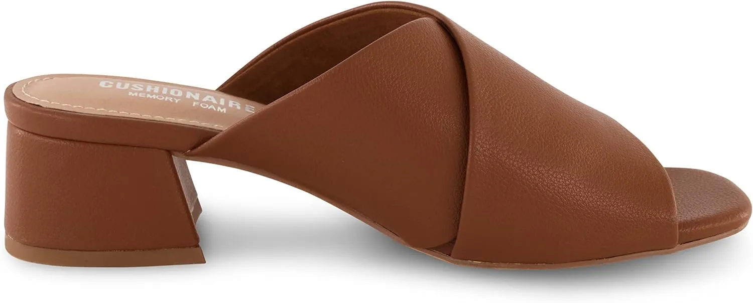 CUSHIONAIRE Garland cross band block heel sandal  Memory Foam, Wide Widths Available