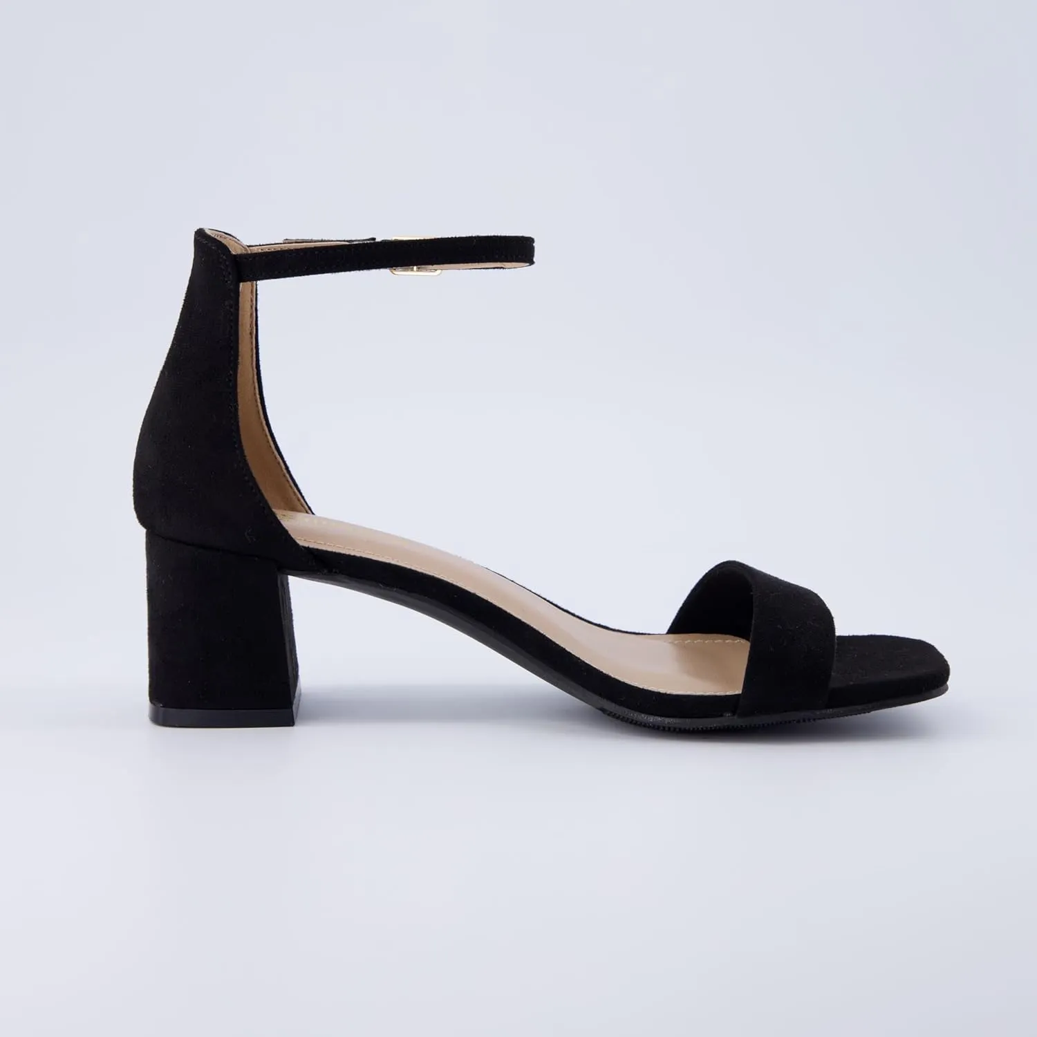 CUSHIONAIRE Women's Abbey one band square toe mid block heel sandal  Memory Foam, Wide Widths Available